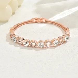 Bracciale geometrico in strass oro rosa braccialetto con catena di cristallo vintage donna