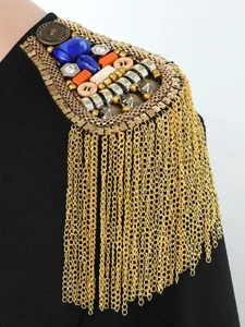 Britse Vintage Metalen Kwastje Epauletten van Legering en Strass Elegante Schouderbroche Accessoires voor Pakken en Jurken