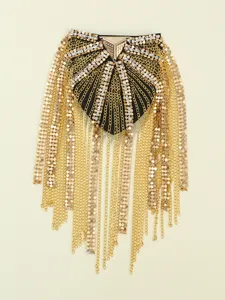 Detailansicht vintage strass metall quasten schulterklappe anzug zubehör gold