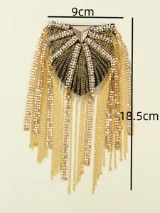 Goldene Metall Quaste Schulterklappe mit Strass Fransen für Vintage Anzug Mode Zubehör
