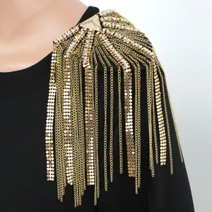Mode Metall Quaste Schulterklappen Zinklegierung Strass Schulterbroschen Vintage Anzug Bekleidungszubehör