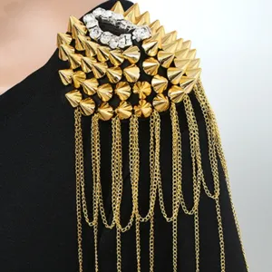 Punk Metall Quaste Schulterklappe Strass Schulterabzeichen für Anzug Kleidung