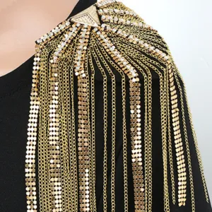 Modische Metall Quaste Epaulette Strass Schulterkette für Anzug Kleidung Zubehör