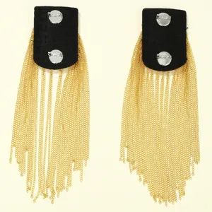 Spalline con frange in metallo dorato per giacca da completo accessori moda.