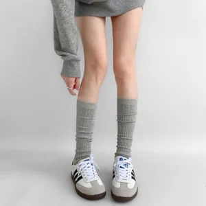 Vrouwen grijze slouch sokken gebreid lang mode casual ademend dagelijks comfortabel