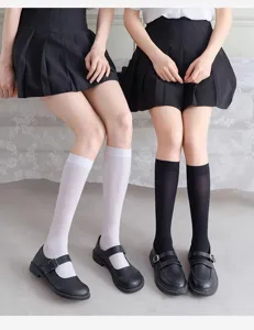 Women Japanese JK uniform high knee socks sweet cute black white long socks student daily wear