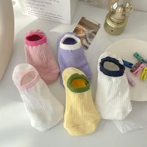 Summer thin low-cut boat socks for women, sweet macaron solid color breathable non-slip socks.
