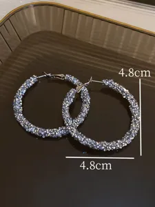Grandes créoles texturées argentées 4,8cm bijoux de mode pour femmes style quotidien