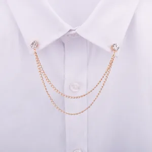 Doppelter Strass Kragennadel Mode Hemd Kette Zubehör für Männer und Frauen Detailansicht