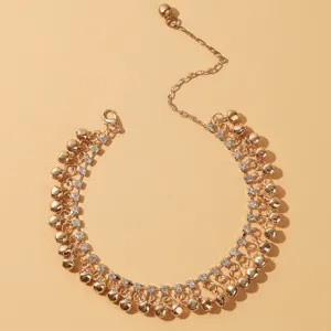 Gold tone multi layer rhinestone bell chain fashion body jewelry sparkling accessory nice design