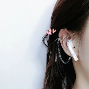 Cadena de Pendientes Anti-pérdida de Aleación para Auriculares Inalámbricos Corazón Simple Perla Artificial Clip de Oreja Joyería de Moda