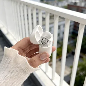 Snowflake crystal earphone accessory sparkling diamond ring decoration detail view