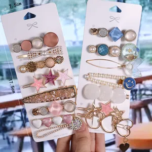 Korean style hair clip set sweet pearl star hairpin cute girls bang side clip accessories