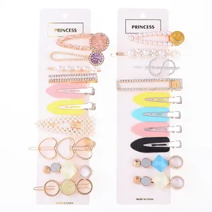 Korean style fashion hair clips set pearl rhinestone cute hairpins sweet hair accessories