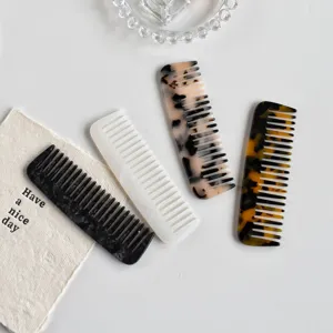 Pettine per capelli in acetato portatile antistatico a denti larghi stile minimalista