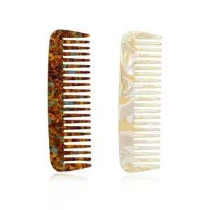 Set di pettini per capelli a denti larghi in acetato, due design vintage tartaruga e marmo per styling.