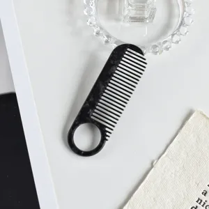Acetate hair comb with circle handle stylish marble pattern anti-static daily hair styling tool