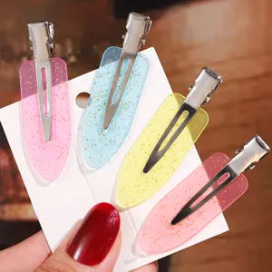 Colorful glitter hair clips set transparent resin duckbill hairpins for styling accessories