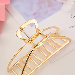 Gold metal hair claw clip large hollow geometric hair accessory for women daily styling elegant