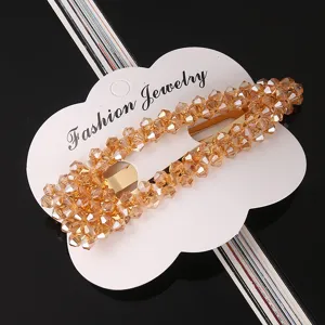 Elegante pinza de pelo de cristal con diamantes de imitación pasador BB para mujeres.
