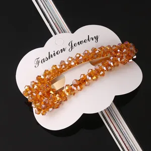 Elegante pinza de pelo de cristal ámbar, pasador de diamantes de imitación brillante.