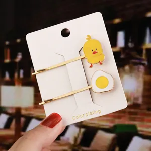 Joli ensemble de pinces à cheveux canard jaune et œuf au plat, accessoires pour femmes.
