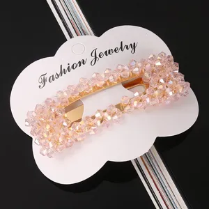 Pinza de pelo de cristal rosa clip BB de metal accesorios bonitos para el flequillo.