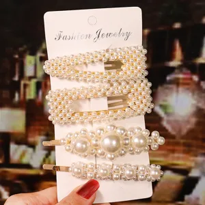 Pearl hair clip set elegant metal hairpin 4 pieces fashion hair accessories for women
