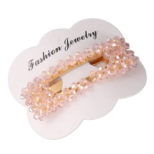 Pinza de pelo de cristal rosa estilo dulce BB clip accesorios para el cabello brillantes para mujeres