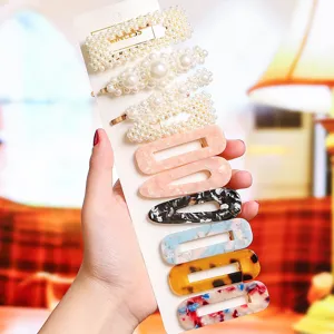 Pearl and acrylic hair clip set fashion hairpin cute hair accessories for women and girls