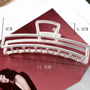 Large metal hair claw clip for women, minimalist hollow rectangular design, sturdy and stylish.