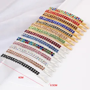 Korean Style Double Row Rhinestone Hair Clip For Women Sparkling Zinc Alloy Hair Barrette Daily Fashion Side Hair Pin Accessory