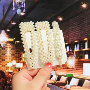 Pearl hair clips set, elegant artificial pearl bobby pins for women and girls daily styling accessories.