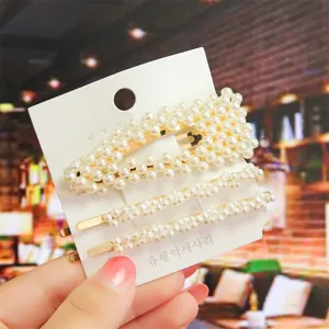 Korean style pearl hair clips set 3 pieces elegant hair accessories for women girls daily wear