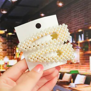 Pearl hair clips set, elegant handmade hair barrettes for women and girls daily styling accessories.