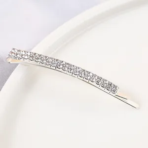 Elegant double-row rhinestone hairpin shimmering crystal barrette for women hair styling accessories