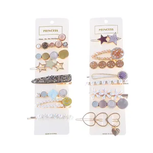 Pearl rhinestone hair clips set for women fashion cute sweet hair accessories lovely pins