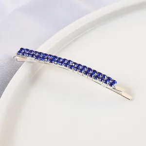 Blue rhinestone bobby pin crystal hair clip stylish side clip for women and girls detail