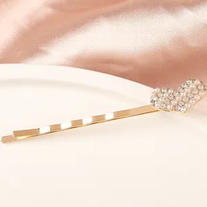 Épingle à cheveux dorée pour femme, élégante barrette cœur perle pour coiffure.