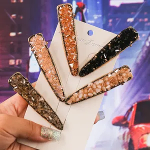 Minimalistische Legierung Kristall Haarklammern Für Damen Mode Strass Seitenclip Bunte Schmuck Geometrische Haarspange Party Haarschmuck