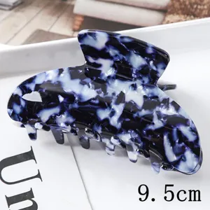 Detail de pince a cheveux enacetate bleu et blanc, taille 9.5cm, accessoire elegante.