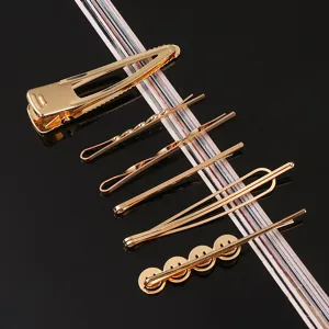 Ensemble de barrettes à cheveux dorées épingles métalliques géométriques accessoires