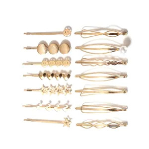 Ensemble de pinces à cheveux géométriques dorées, épingles cœur étoile pour femmes.