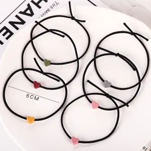 Estilo Coreano Lindo Pequeño Corazón Esmerilado Coletero Mujer Banda de Pelo Elástica Dulce Accesorios de Cabello Diario