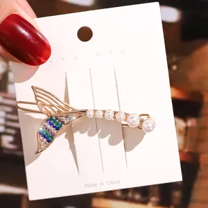 Pince à cheveux queue de sirène strass style coréen, accessoire élégant perle pour femmes.