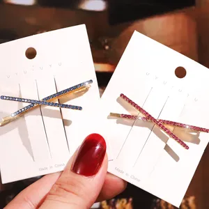 Pinza de pelo de diamantes de imitación en forma de X coreana colorida brillante accesorio de moda
