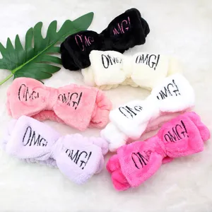 Pluesch Schleife Stirnband weiches Flanell Make-up Haarband niedlich gesticktes Haarzubehoer