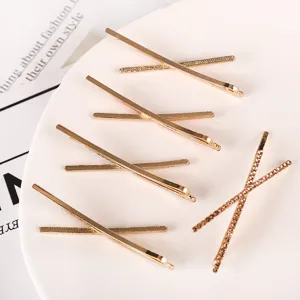 Pinzas para el cabello doradas con pedrería en forma de X para mujeres, horquillas elegantes.