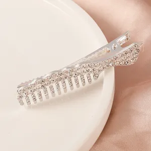 Pince à cheveux en strass argentée avec dents de peigne élégant accessoire pour femme