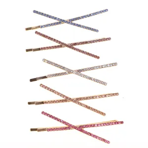 Horquillas de pelo de pedrería colorida en forma de X estilo coreano, clips brillantes mujer.